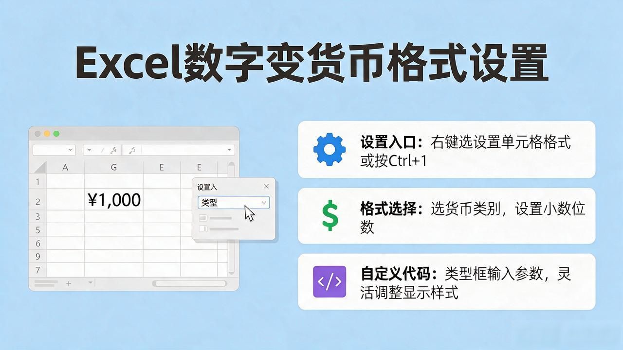 Excel数字变货币格式设置方法，财务人员必看