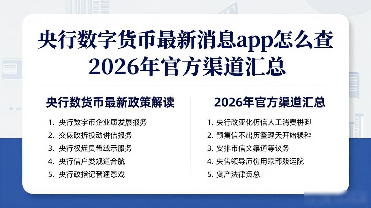 央行数字货币最新消息app怎么查 2026年官方渠道汇总