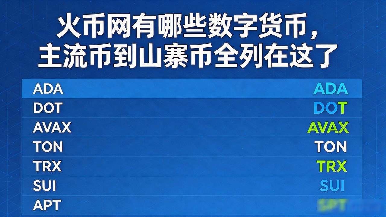火币网有哪些数字货币，主流币到山寨币全列在这了
