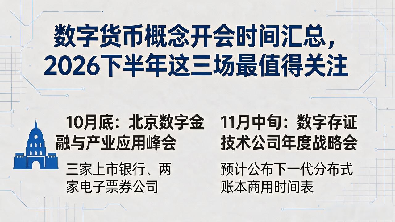 数字货币概念开会时间汇总，2026下半年这三场最值得关注
