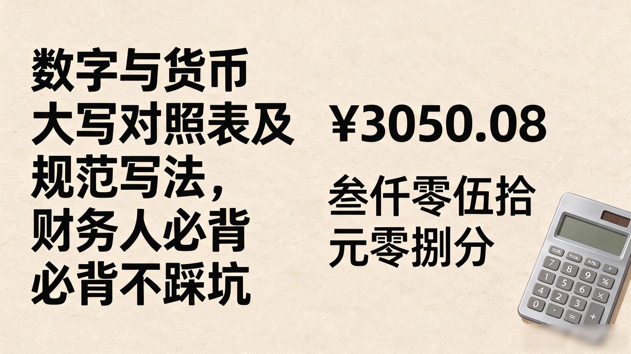 数字与货币大写对照表及规范写法，财务人必背不踩坑