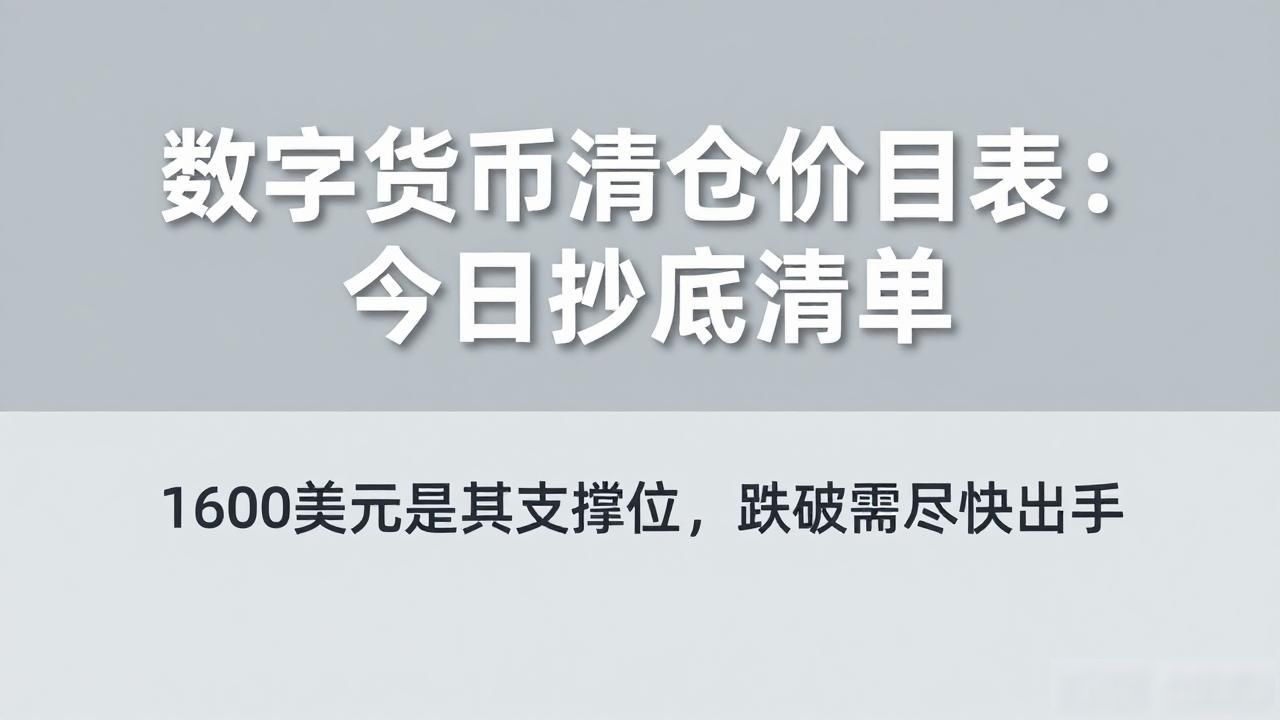 数字货币清仓价目表：今日抄底清单