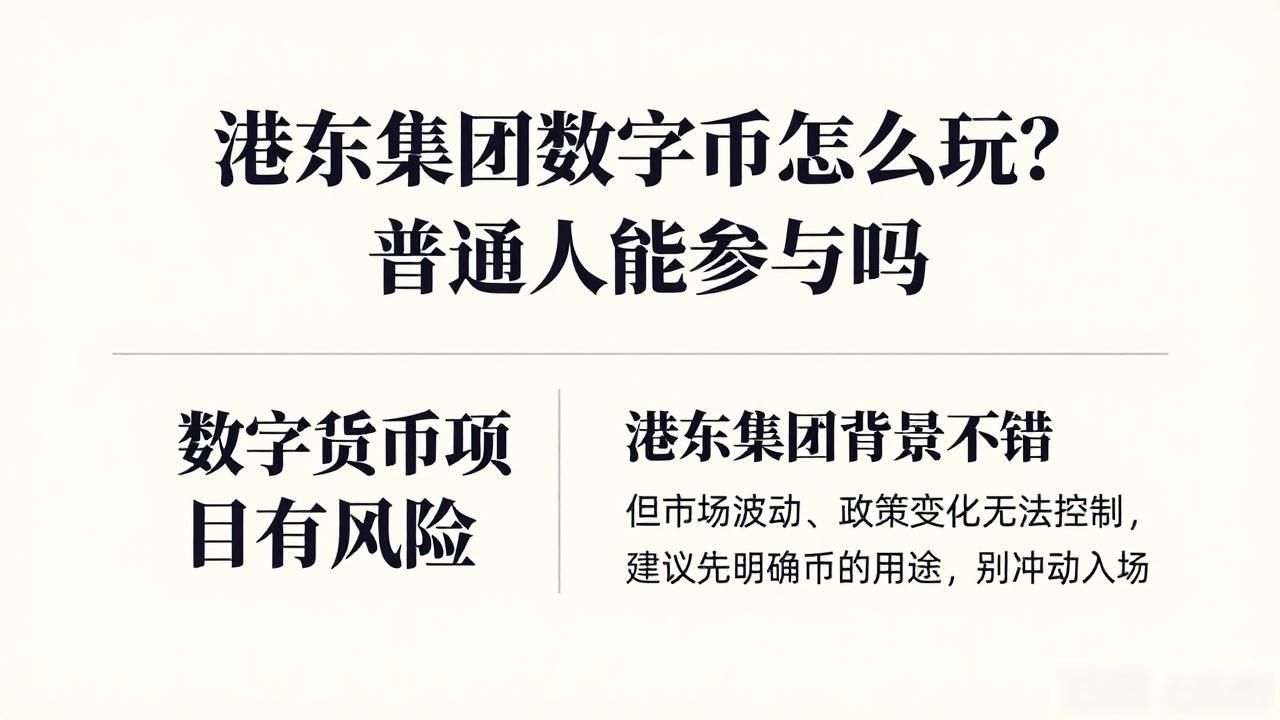 港东集团数字币怎么玩？普通人能参与吗